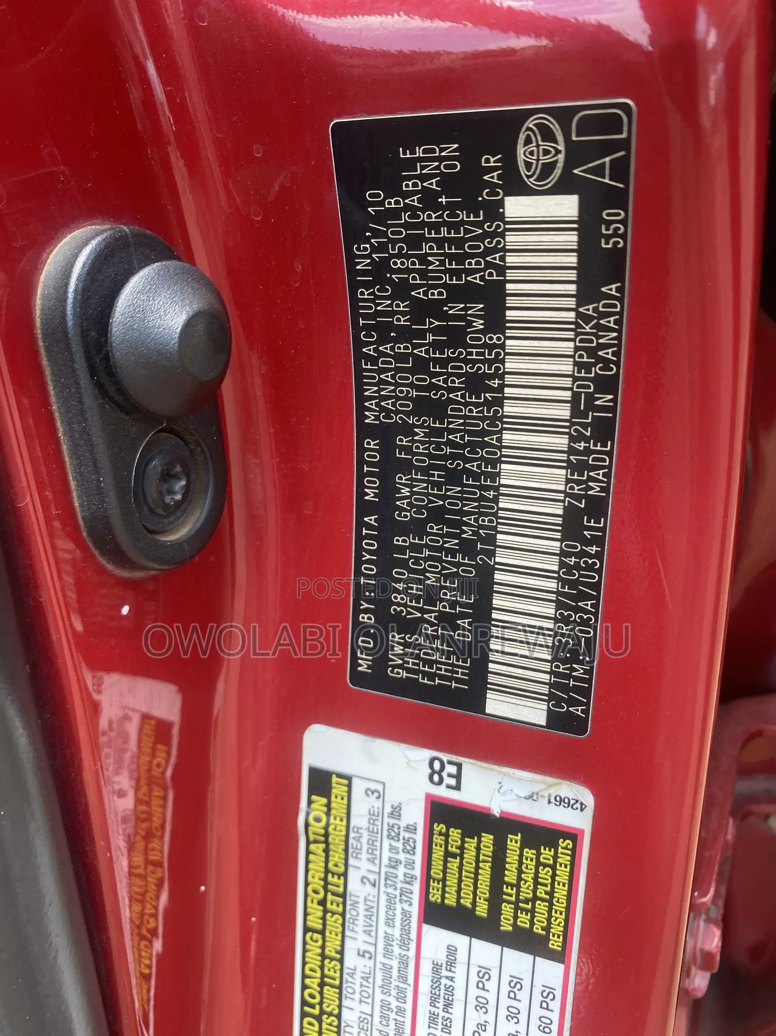 Toyota Corolla 2011 Red