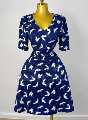 Blue Casual Office Dress Gown