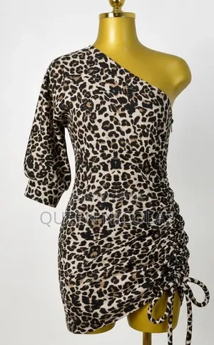 Animal Print One Shoulder Dress Gown