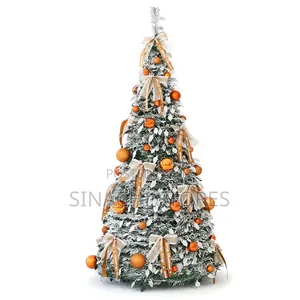 7ft Collapsible Round Tree With Light and Decorations