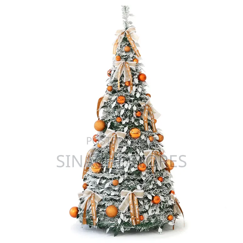 7ft Collapsible Round Tree With Light and Decorations