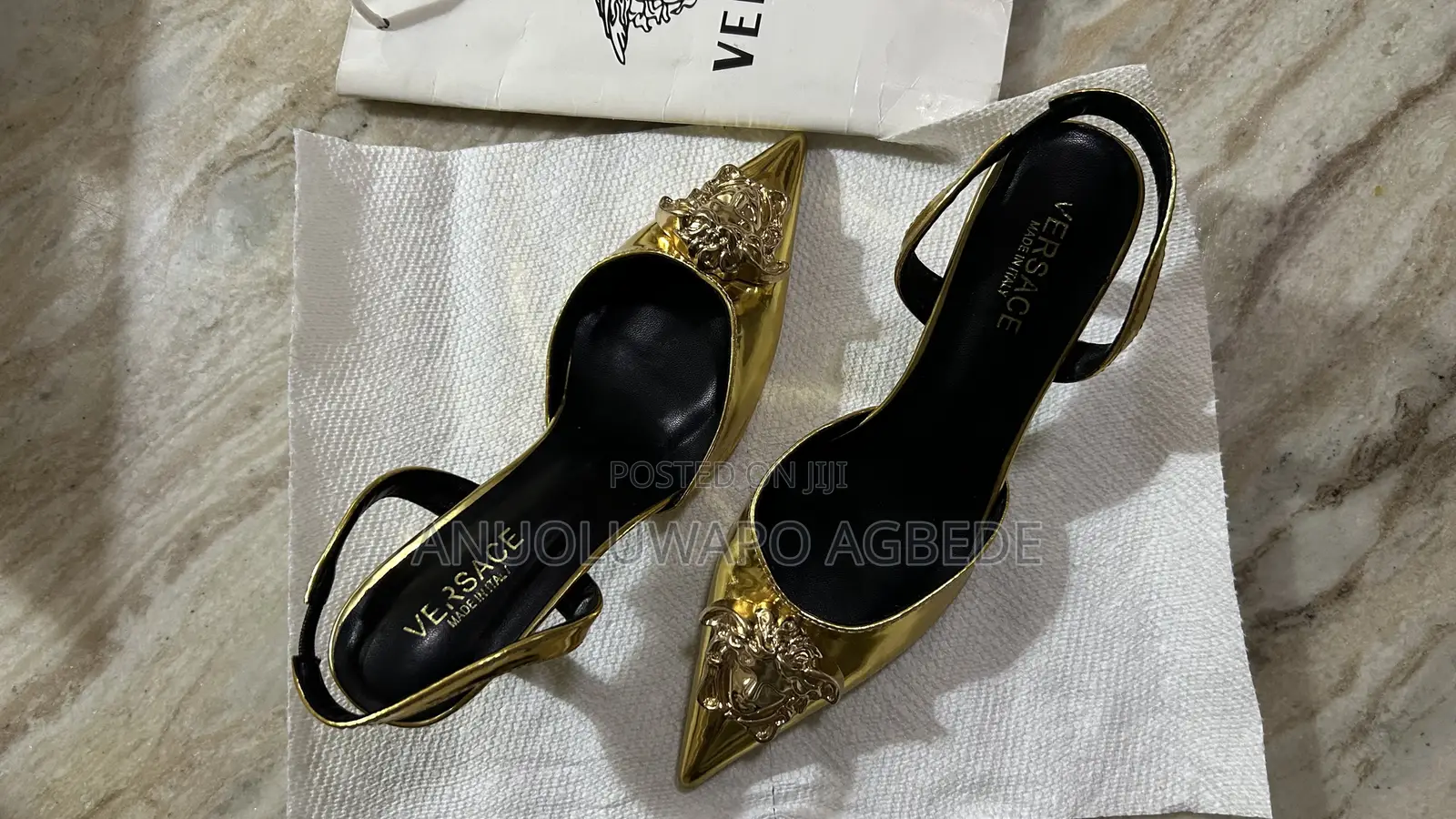 Versace Gold Glossy Heels.