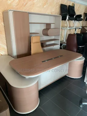 Super Executive Office Desk With LED Light and Bookshelf