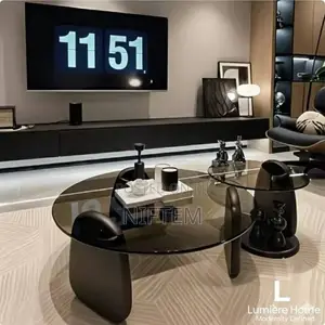 Round Center Table Glass Aesthetic Furniture - Black Size: 90cm