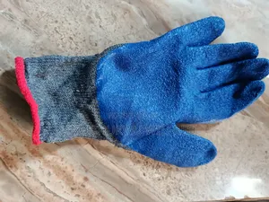 Grey and Blue Coated/Latex Work Handglove
