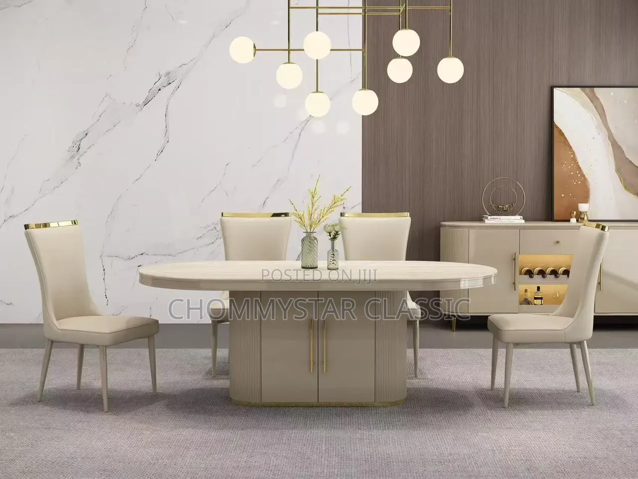 Cream and Brown Dining Table