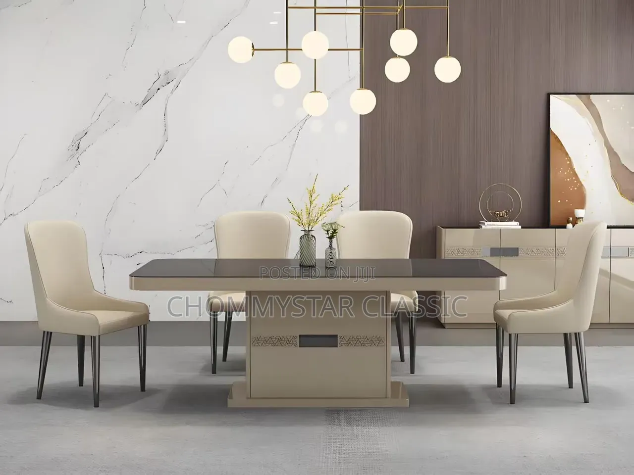 Cream and Brown Dining Table