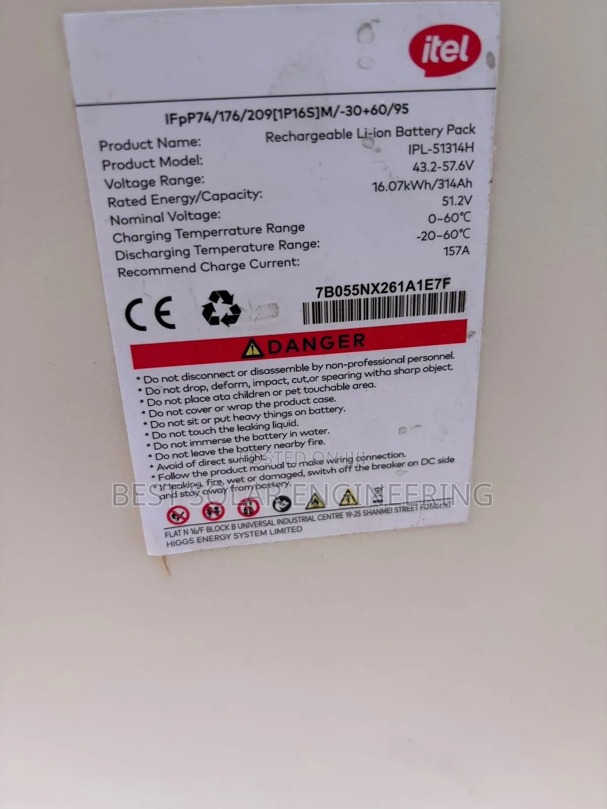 Itel 16kwh 48v Lithium Battery