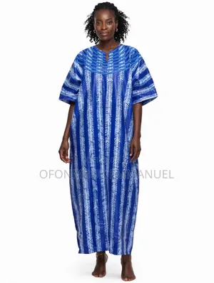 Blue Adire Buba With Stones Free Size