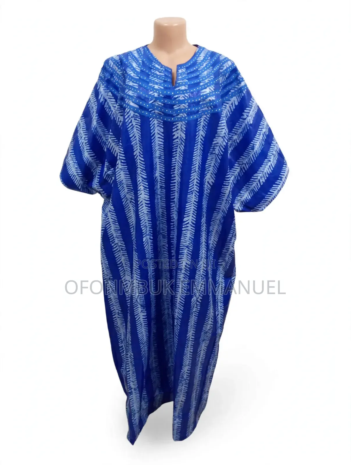 Blue Adire Buba With Stones Free Size