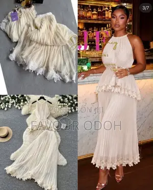 Two Piece Sleeveless Pleated Halter Skirt Set