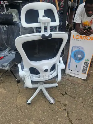 High-Back Ergonomic Mesh Office Chair, White Black