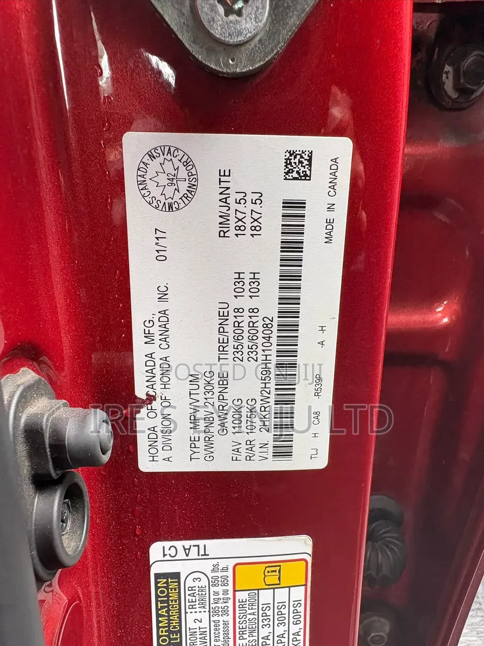 Honda CR-V 2017 Orange