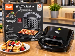 RAF 750W Waffle Maker With Non-Stick Plates Even Heating–R.531H
