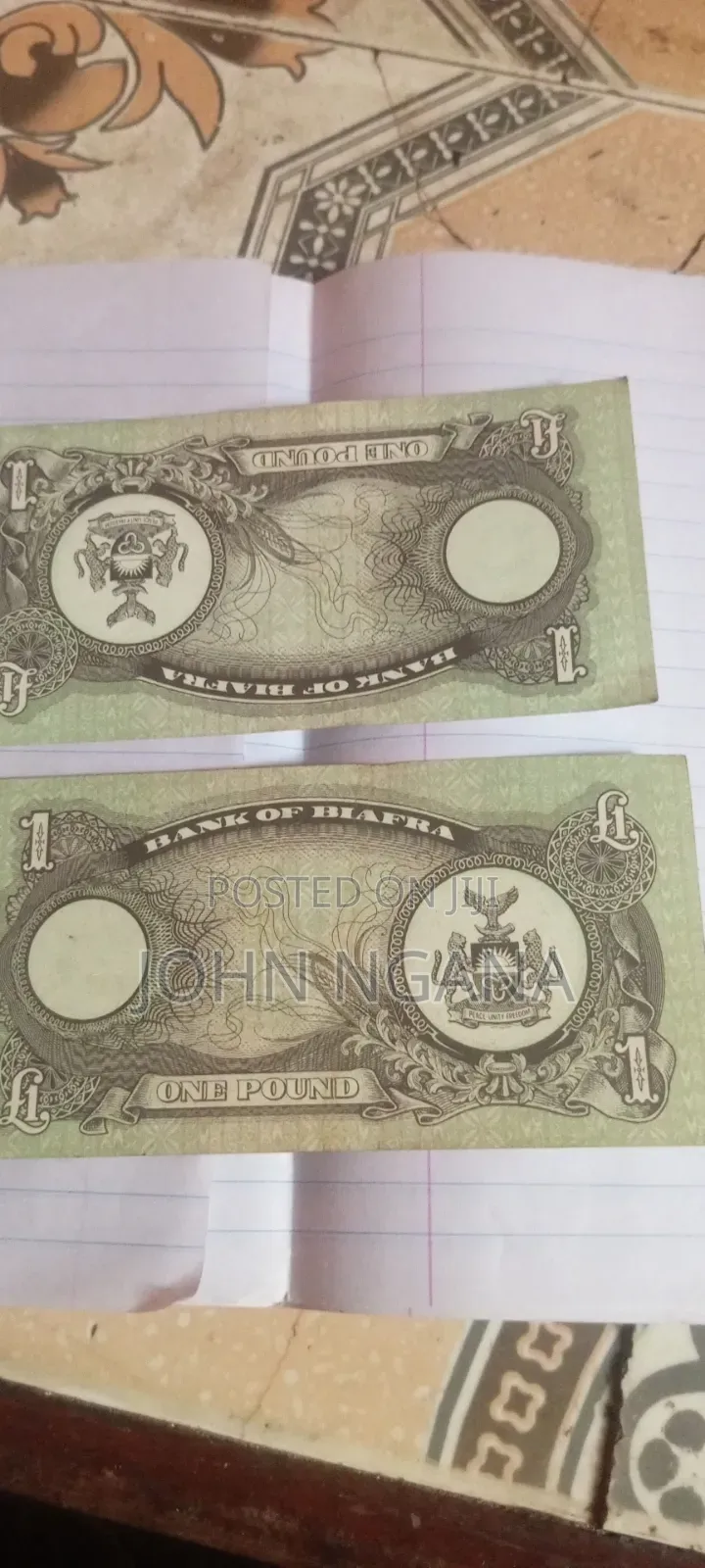 Original Old Biafra Pounds Notes of 1968
