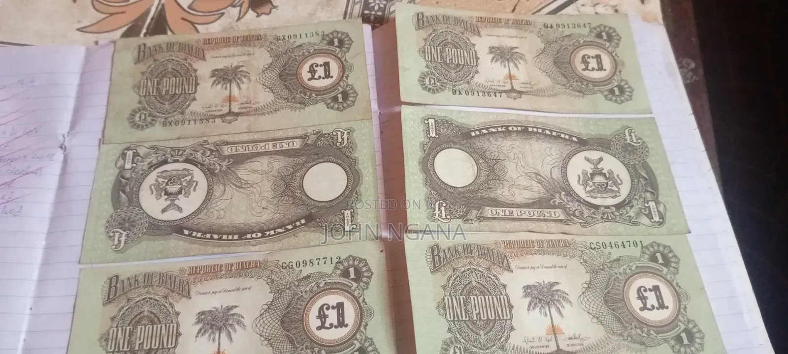 Original Old Biafra Pounds Notes of 1968