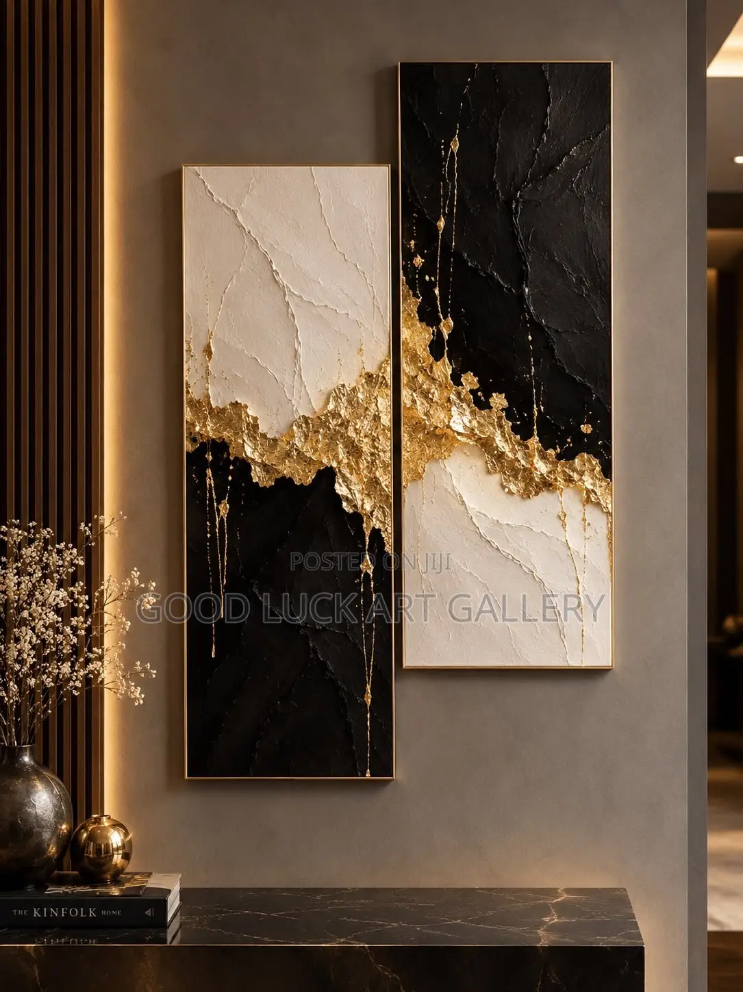 Black and Gold Abstract Art
