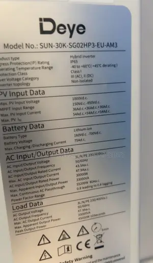 30kva Deye High Voltage Inverter 3phase