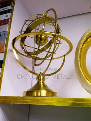 Big Gold Metal Globe Decor Piece