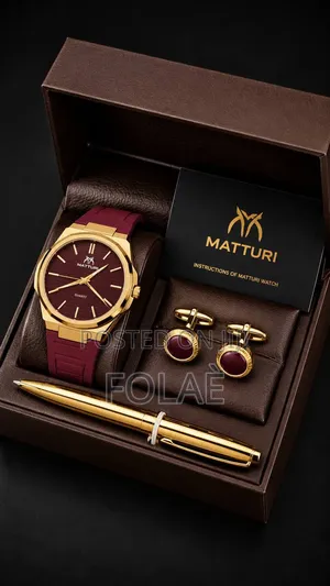 MATTIRI Men Wrist Watch With Pen and Cufflinks