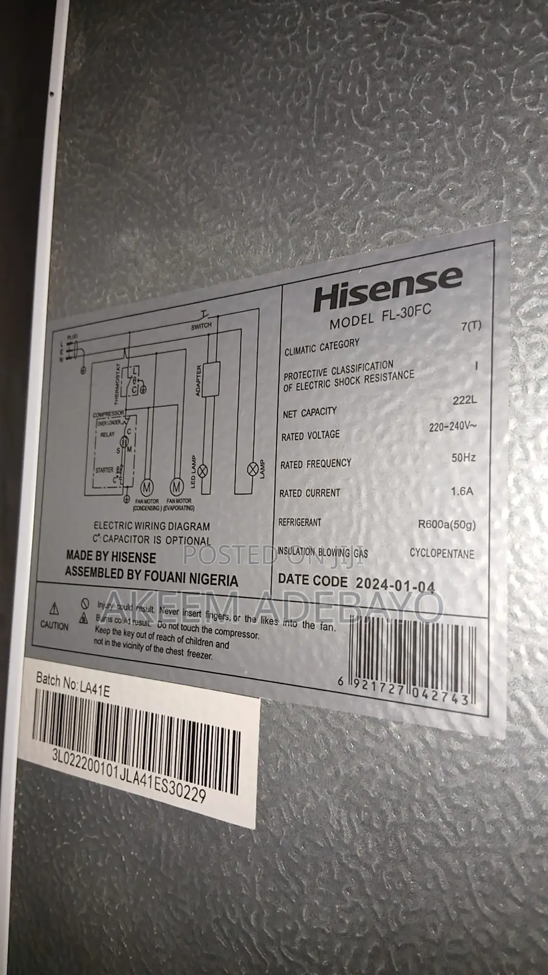 Hisense 222L Showcase Refrigerator