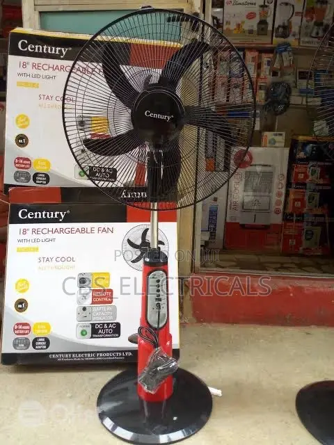 Century 18" Rechargeable Standing Fan With LED Light