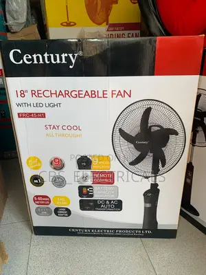 Century 18" Rechargeable Standing Fan With LED Light