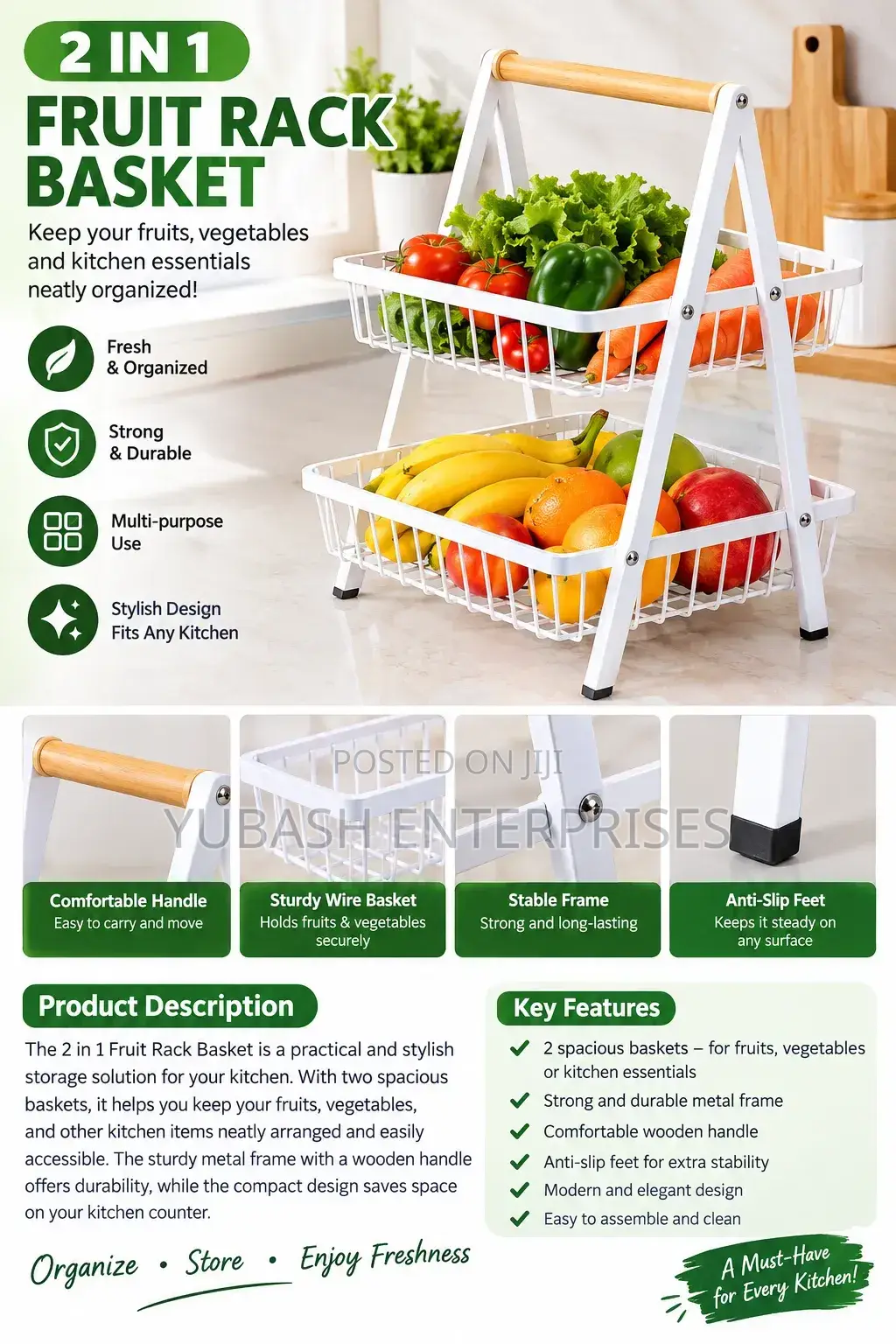2 in 1 Fruit Rack Basket