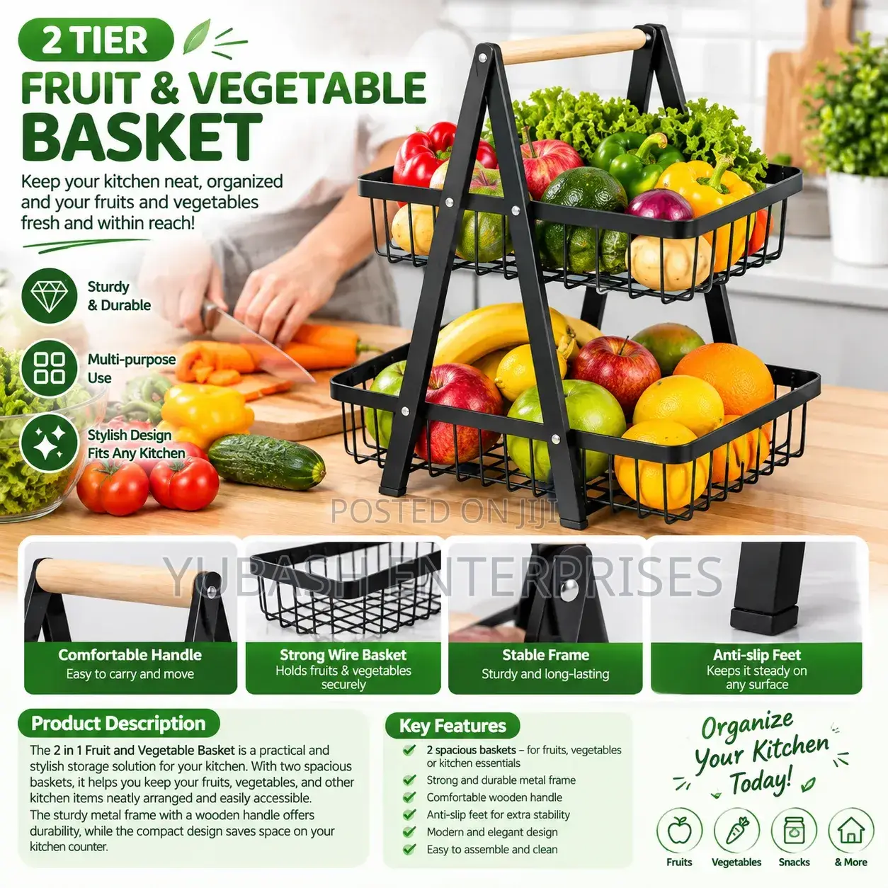 2 in 1 Fruit Rack Basket