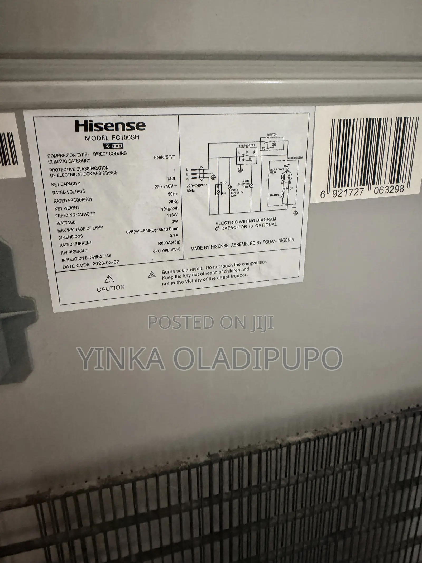 142L Hisense Freezer