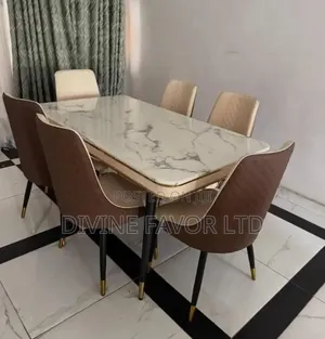 Six Seater Marble Dining Set for Living Room