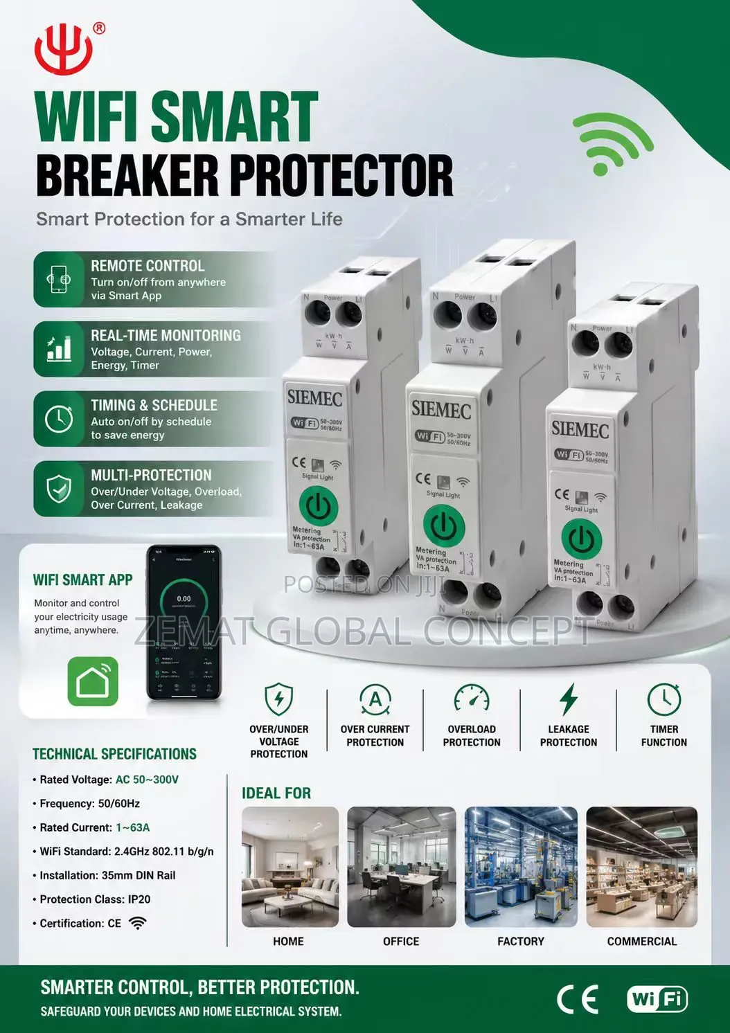 63Amps Wifi Metering Switch