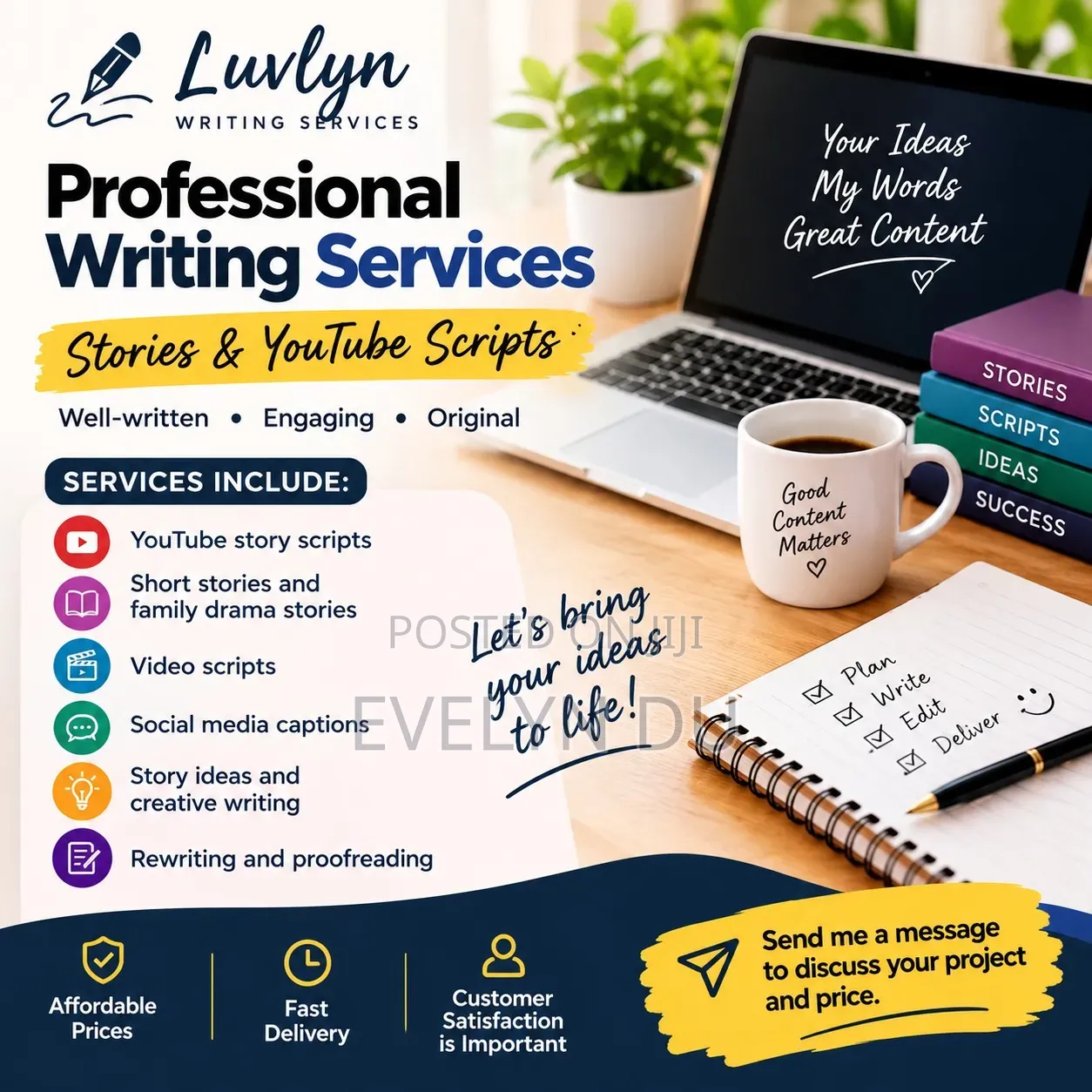 Professional Writing Services - Stories, YouTube Scripts and Captions