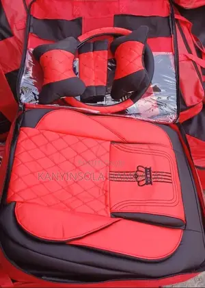 Black and Red Crown Luxury Full Cover Seat Cover