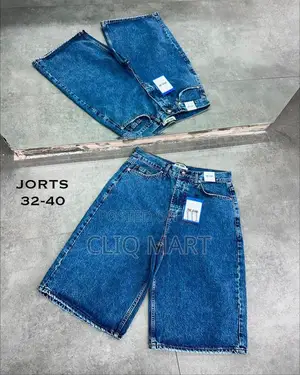 Premium Turkish Denim Jorts | Light Blue, Off-White Vintage Green