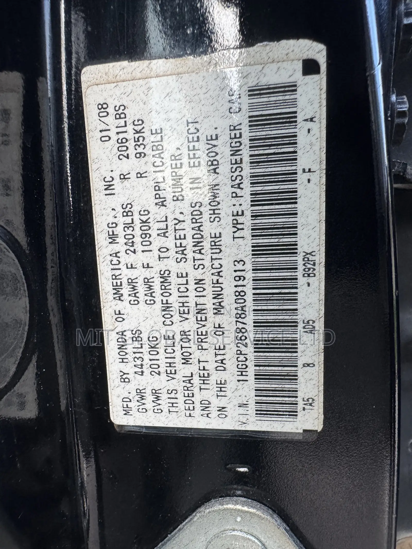 Honda Accord 2008 Black