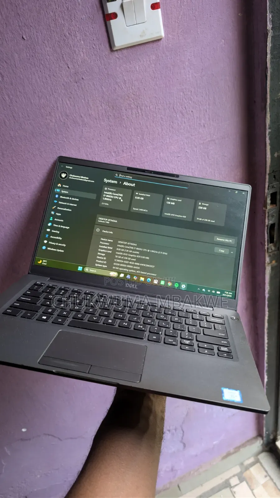 Laptop Dell Latitude 7400 8GB Intel Core i7 SSD 256GB