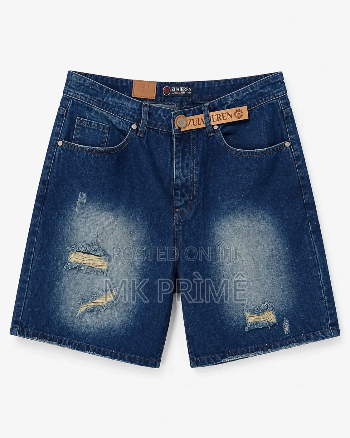 2 Availables-Premium Men Short Jeans–Brown/Black/Red Light Blue Design