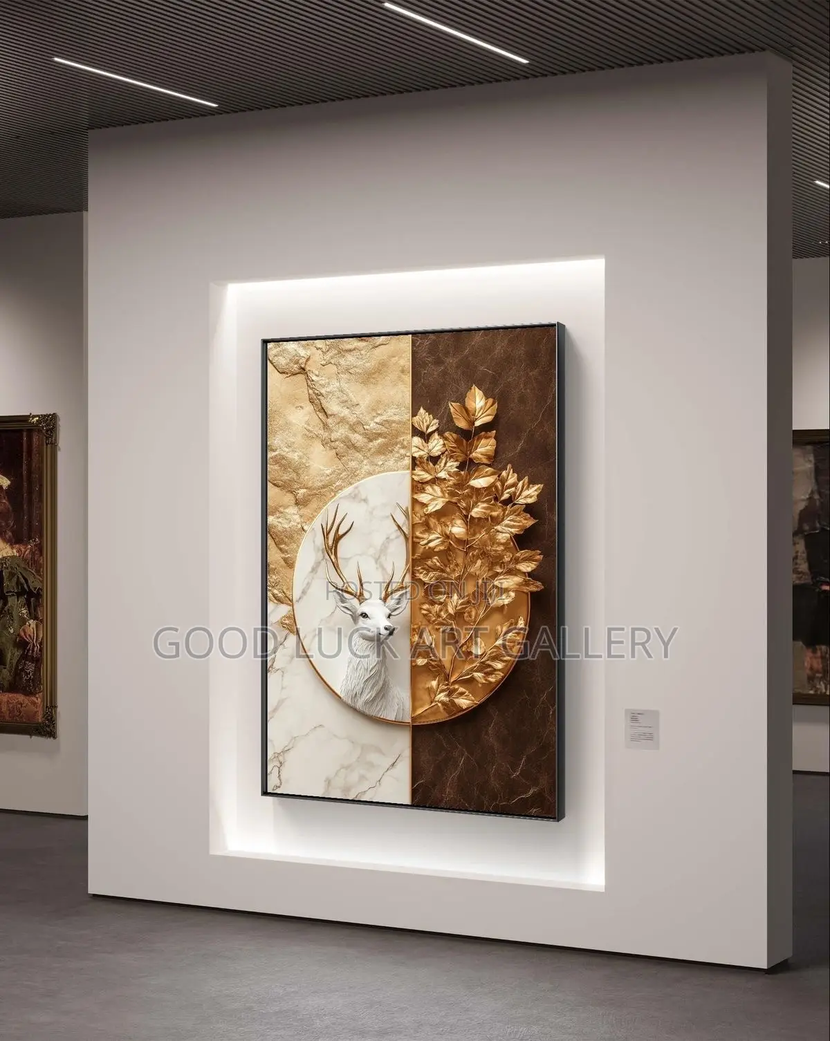 Gold Marble Deer Wall Art