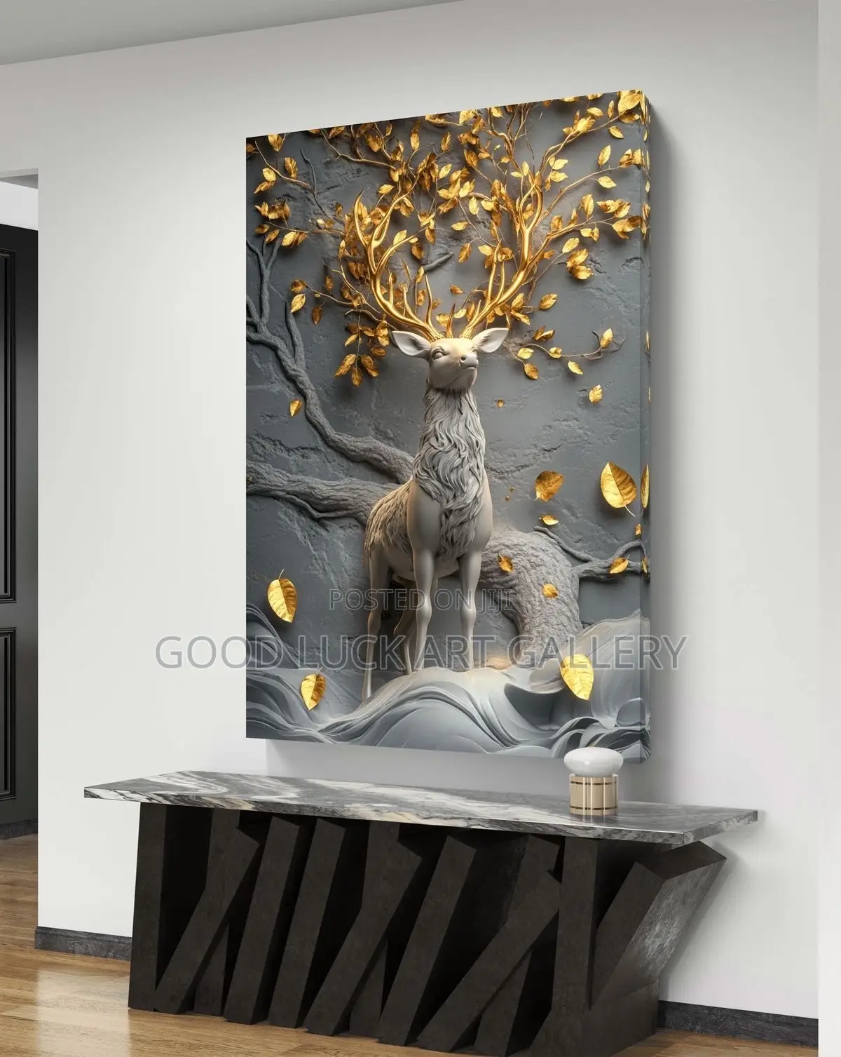 Gold Marble Deer Wall Art