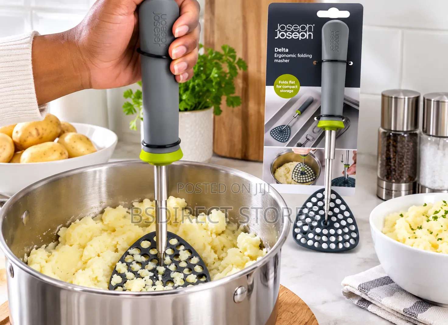 Joseph Joseph Delta-Grey / Green Ergonomic Folding Masher