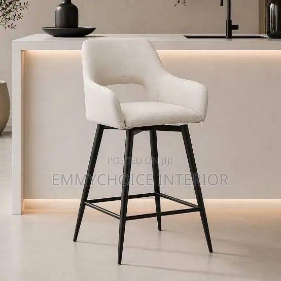 Tulip Shell Leather Bar Stool With Armrests