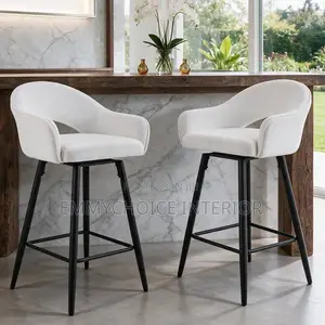 Tulip Shell Leather Bar Stool With Armrests