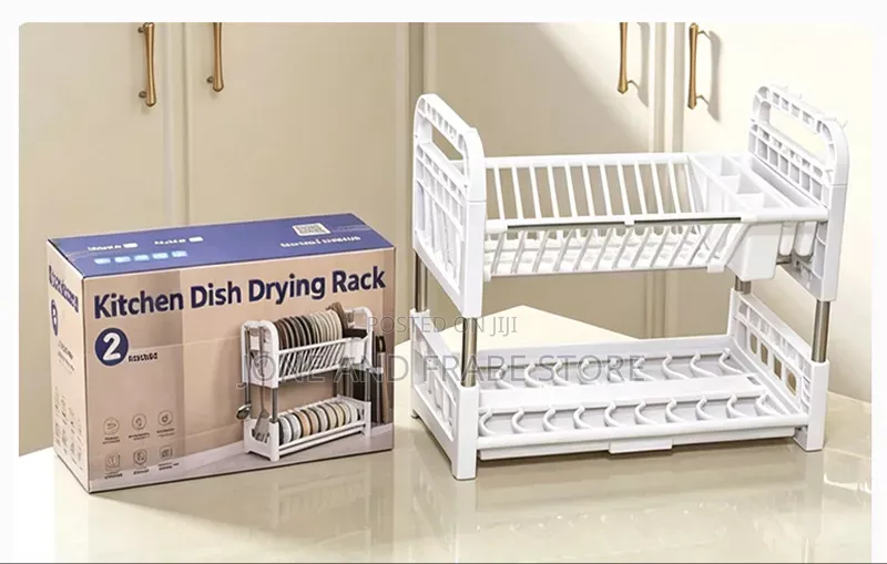 2 Tiers Layer Plastic Dish Plate Drainer Rack