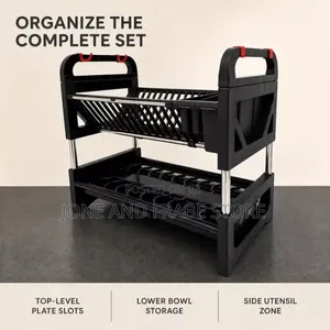2 Tiers Layer Plastic Dish Plate Drainer Rack
