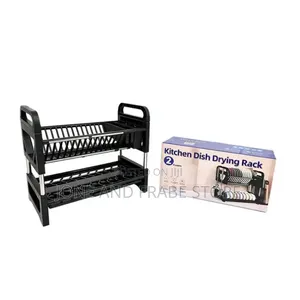 2 Tiers Layer Plastic Dish Plate Drainer Rack