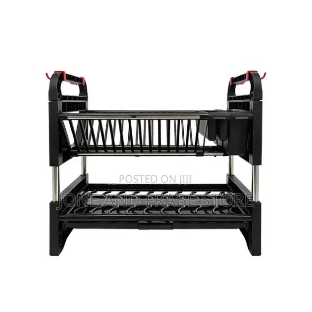 2 Tiers Layer Plastic Dish Plate Drainer Rack