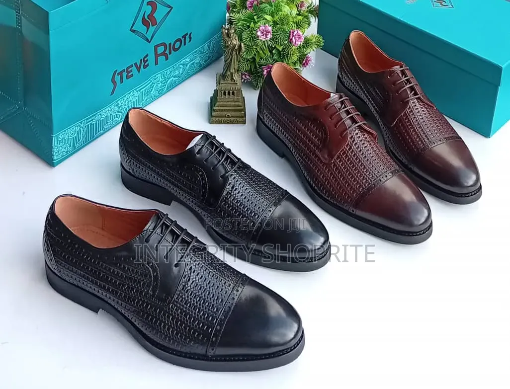 Brown Woven Cap-Toe Derby.