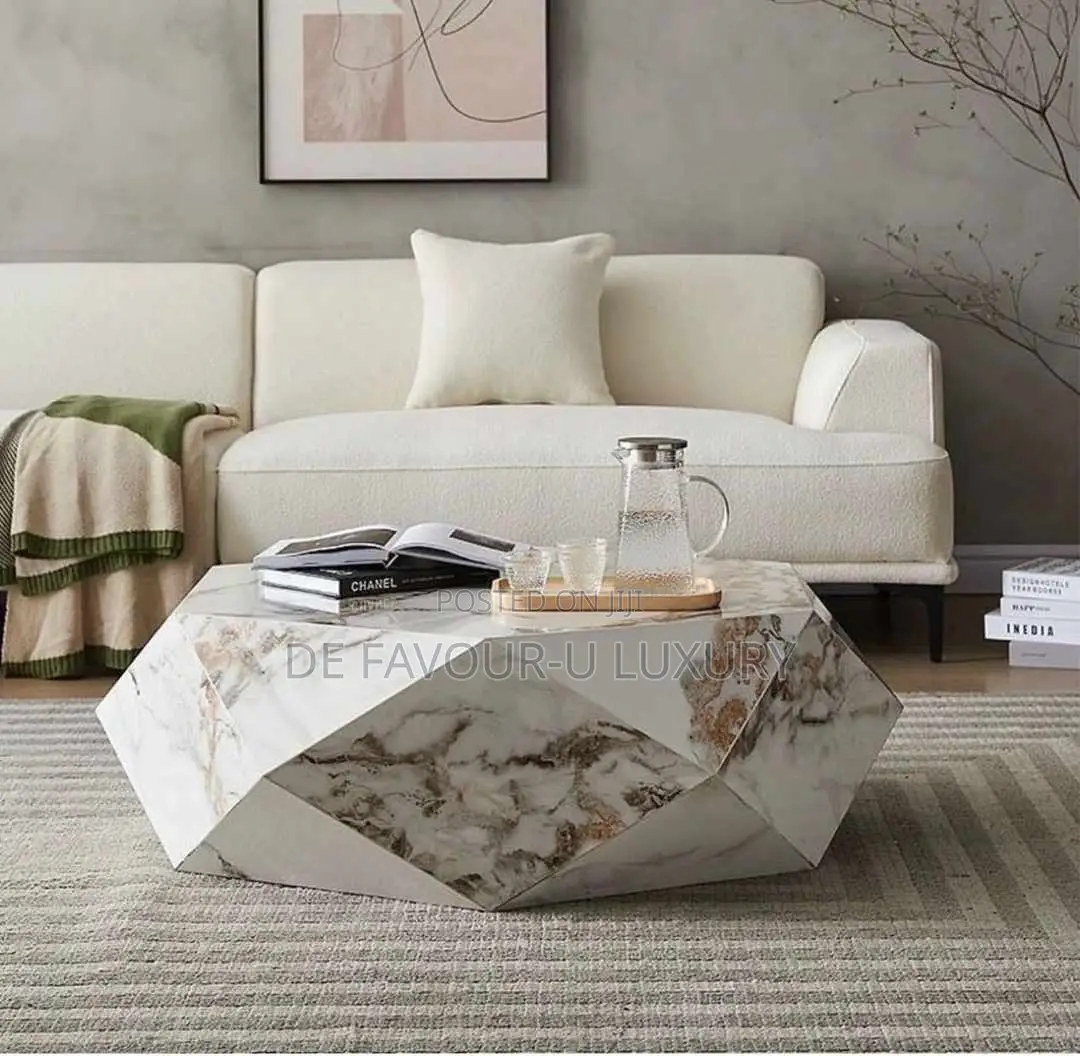 Diamond Marble Center Table and Side Stool