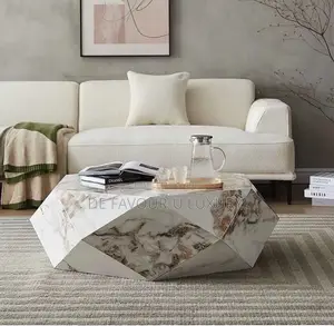Diamond Marble Center Table and Side Stool